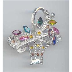SALE Wonderful Basket of Rhinestone flowers pin#2377312