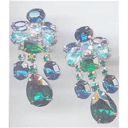 SALE Blue Green Earrings   Flashy and gigantic #2377313