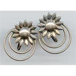 SALE Sterling Flower Earrings Screw back #2377324