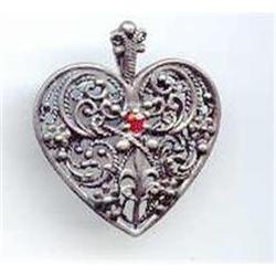 SALE Sterling and Garnet signed FM  Heart #2377327