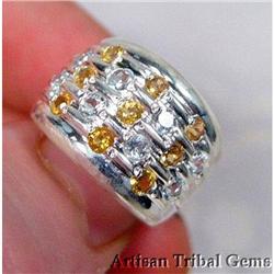 Faceted Citrine Sterling Band Ring~size7 #2377443