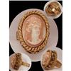Image 1 : Vintage Raised relief CAMEO RING ETCHED BAND #2377765