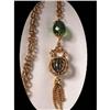Image 1 : Faceted GREEN GLASS Tassel FOB dangle necklace #2377769