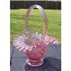 Image 1 : Fenton Cranberry Hobnail Ruffle Edge Basket #2378225