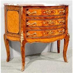 VENETIAN  MARQUETRY CHEST w/ROUGE MARBLE TOP #2392518