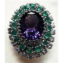 Diamond/Emerald/Amethyst Ring in White Gold #2392528