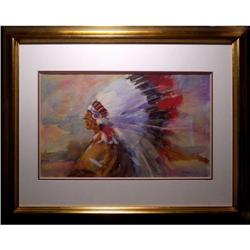 ORIG WATERCOLOR PORTRAIT INDIAN CHIEF #2392848