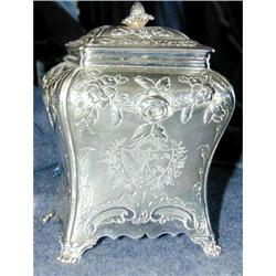 Georgian Hugenot Sterling Armorial Tea Caddy  #2393068