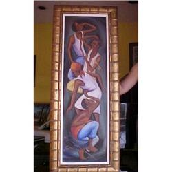 Haitian Painting by E. Wah 12 x 40 #2393094