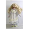 Image 2 : VINTAGE PORCELIAN DOLL ON STAND APPROX 15" TALL