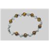 Image 1 : #25-NATURAL TIGER EYE&FRESH WATER PEARL BRACELET