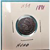 Image 1 : 8)  USA 1891 INDIAN HEAD PENNY.