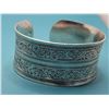 Image 1 : 18)  CARVED TIBETAN SILVER CUFF STYLE BANGLE