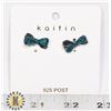 Image 1 : NEW TURQUOIS RHINESTONE BOW EARRINGS