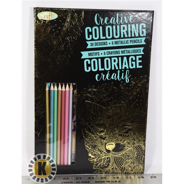 NEW CREATIVE COLORING BOOK WITH METALLIC PENCIL