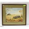 Image 1 : FRAMED ANTIQUE CAR PICTURE APPROX 22" X 25"