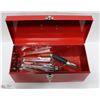 Image 1 : 15" RED METAL TOOLBOX WITH CONTENTS
