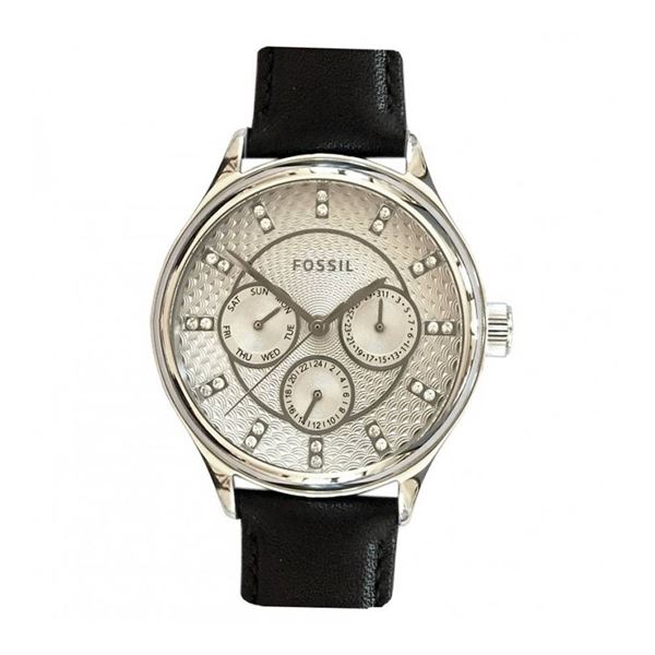 NEW FOSSIL TRIPLE CHRONO BLACK LEATHER STRAP