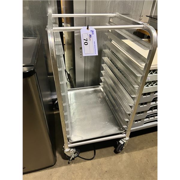 STAINLESS STEEL MOBILE 10 TRAY MOBILE BAKING SHEET RACK AND 6 STACKING ...