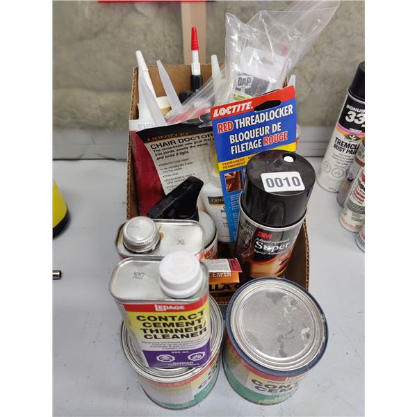 Assorted Wordworking and Plumbing Adhesives