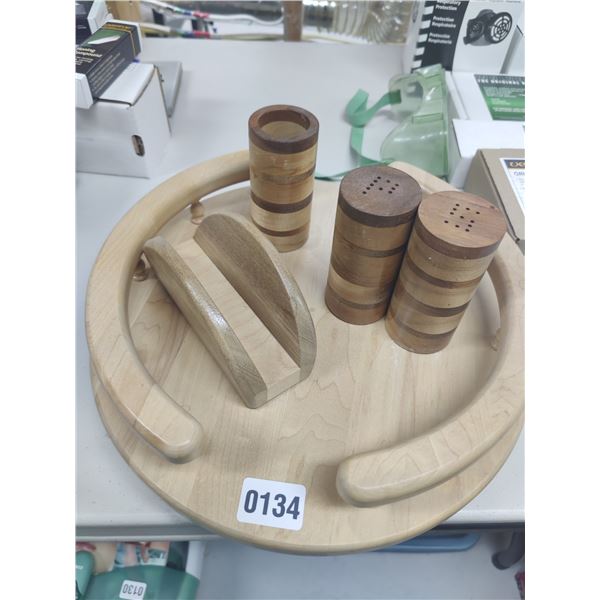 Wodden Tabletop Lazy-Suzan Set