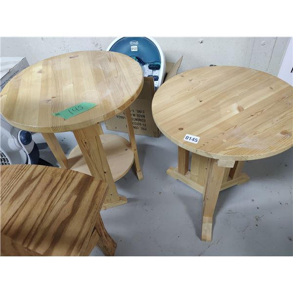 Set of 2 Handmade Wooden Roundtop Tables