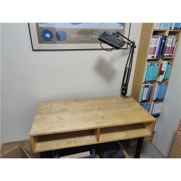 Desk with Clamping Desk Lamp
