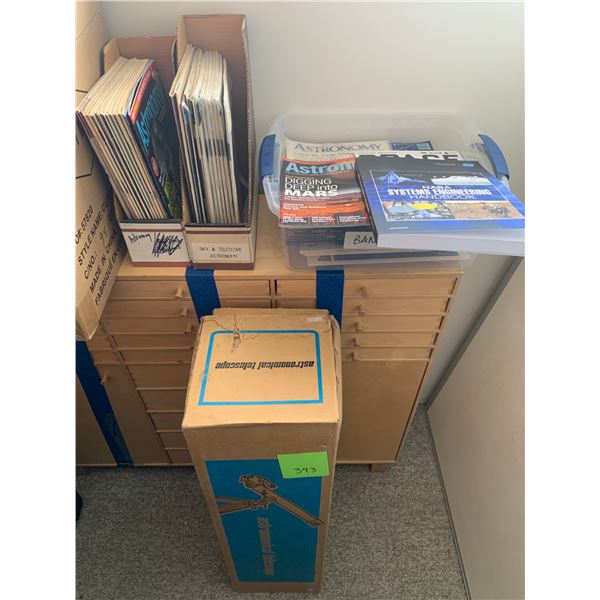 Astronomical Telescope With Astronomy Magazines