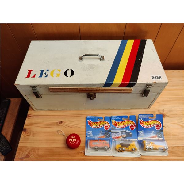 Vintage Home Made Lego Chest, Yo-yo & Hot Wheels