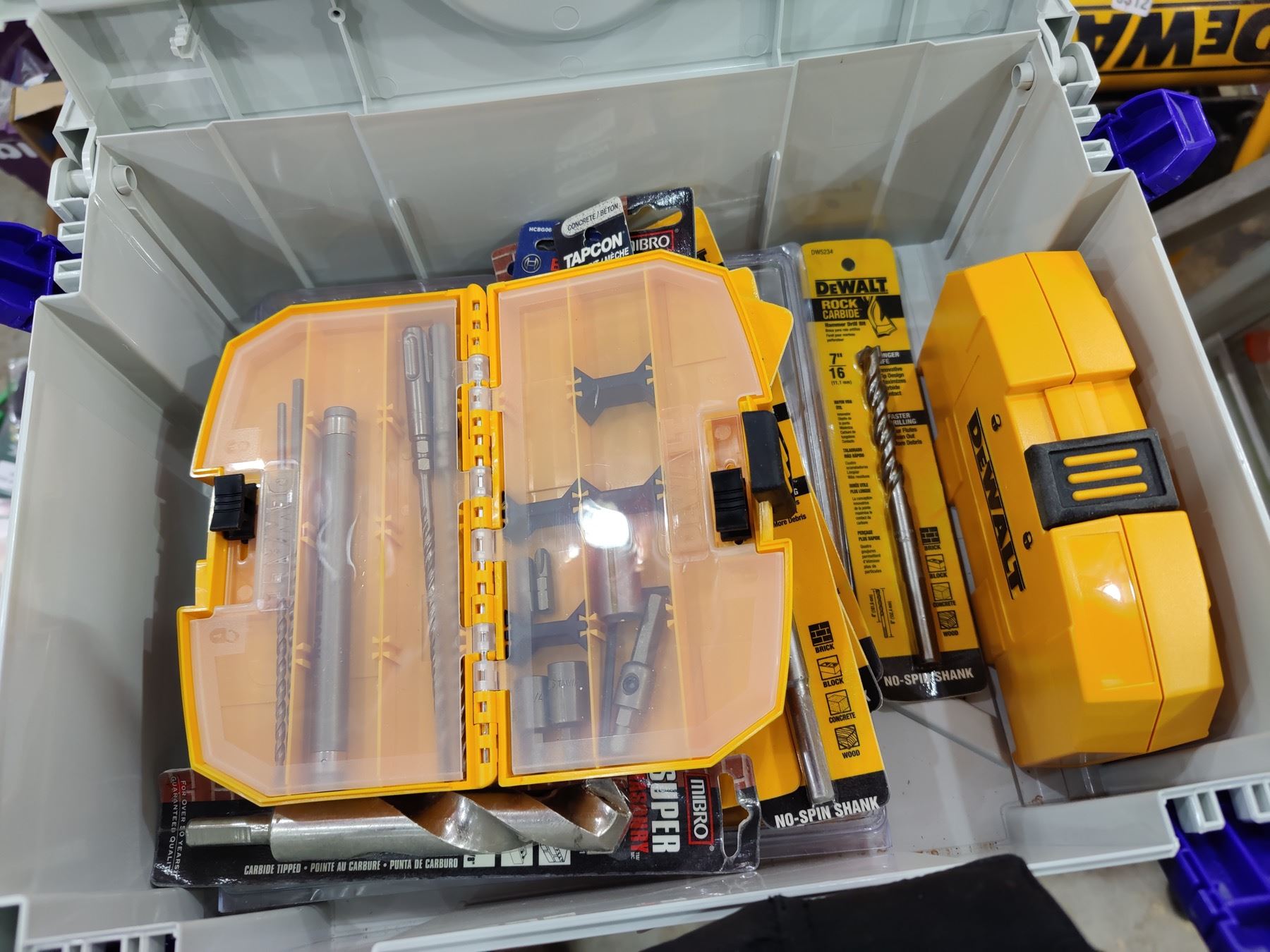 Assorted Drill Bits in Storage Container