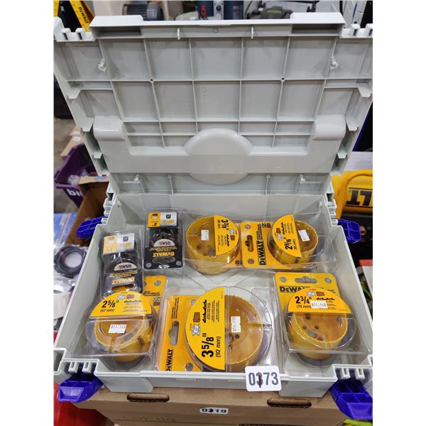 Assorted Hole Saw Bits and Storage Container