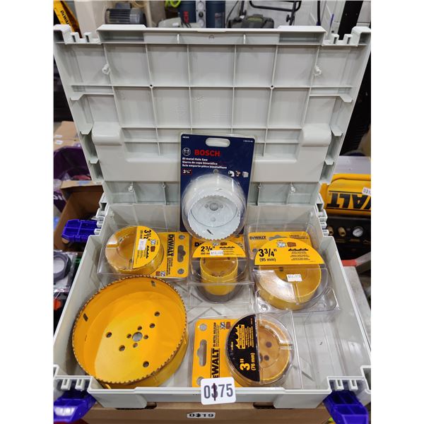 Assorted Hole Saw Bits and Storage Container