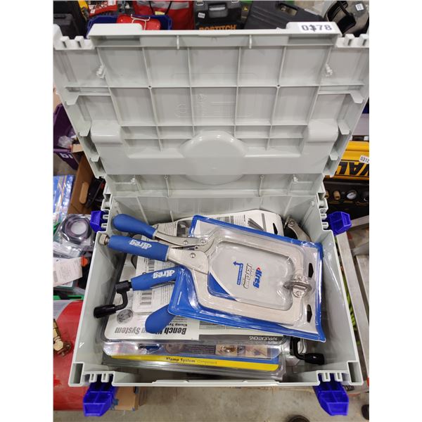 Assorted Kreg Clamps in Modular storage Case
