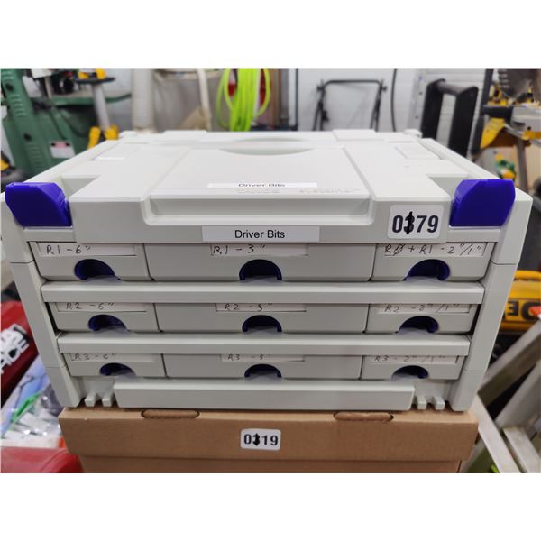 Assorted Drill Bits in Storage Container