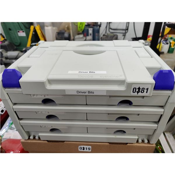 Assorted Drill Bits in Storage Container