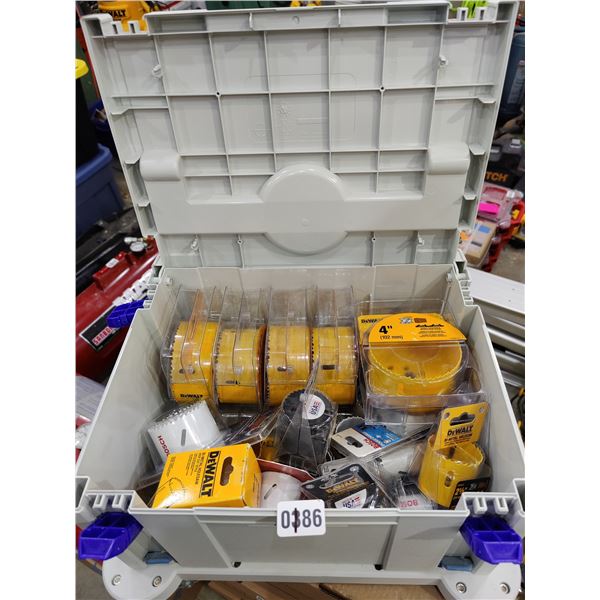 Assorted Hole Saw Bits and Toolbox
