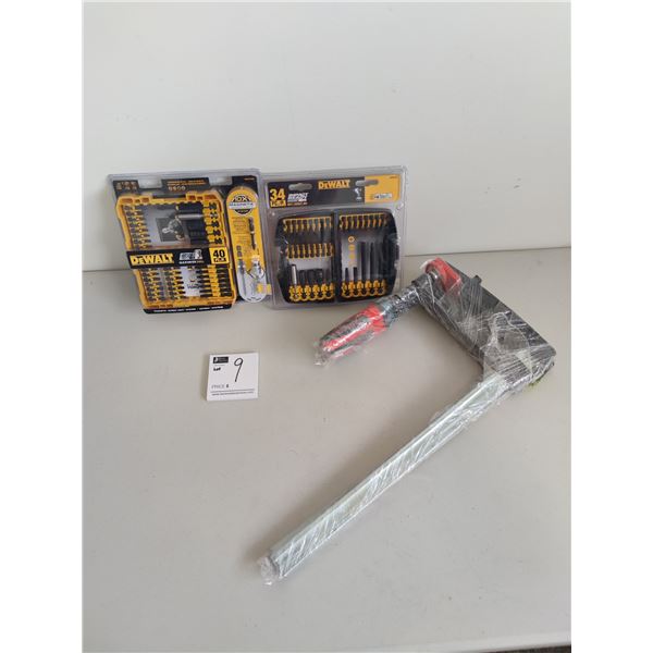 2 Dewalt Drill Bit Sets, and Pair of Bessey Clamps