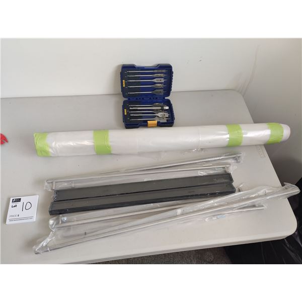 Roll of Poly, Irwin Spade Bit Set and Door Handles