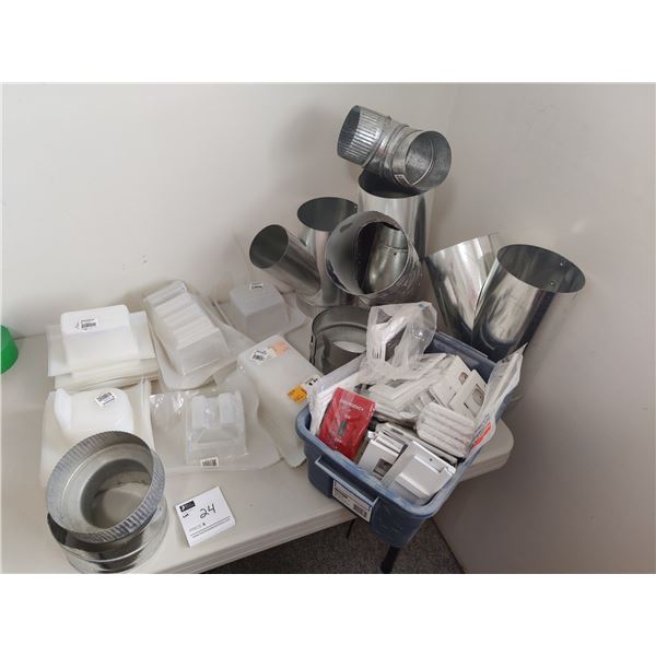 Assorted Iberville Vapour Barriers, Duct Pieces and Assorted Light nad Outlet Covers