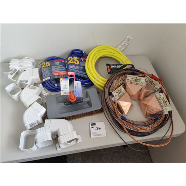 Assorted Extension Cords, Brush, Wire and More