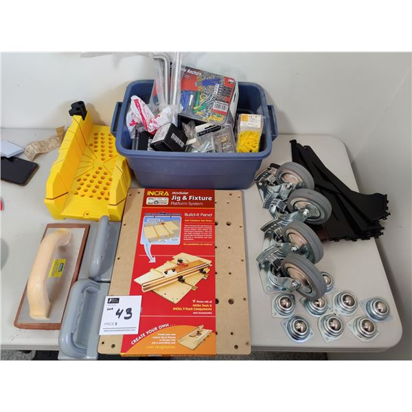 Assorted Hardware, 4 Wheels, Rollers, Jigs, Shelf Brackets and More!