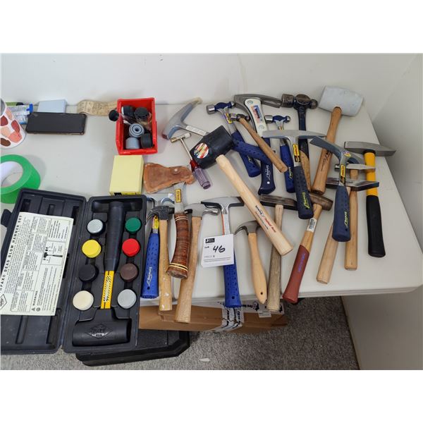 Assorted Hammers, Hammer Tips, and More