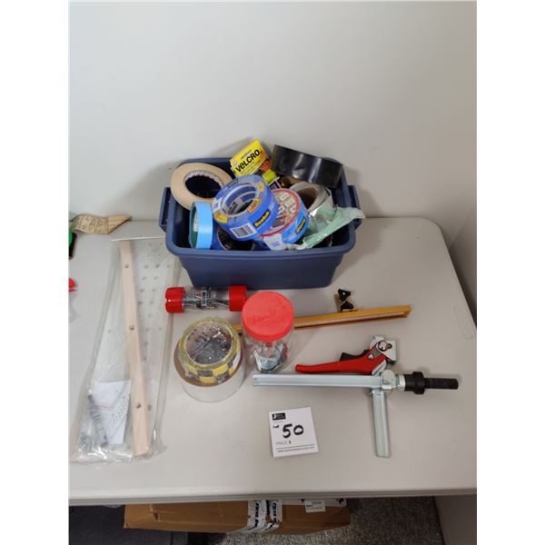Box of Tape, Shelf Pin Template and Assorted Hardware/Screws