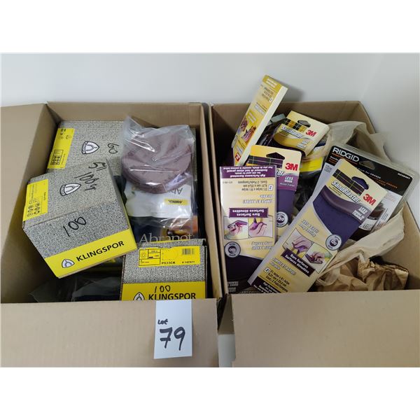 Two Boxes of Assorted Sand Paper and Replacements