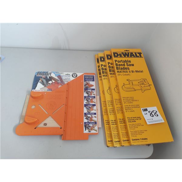 4 Dewalt Portable Bandsaw Blades 8" & Portable Cutting Guide