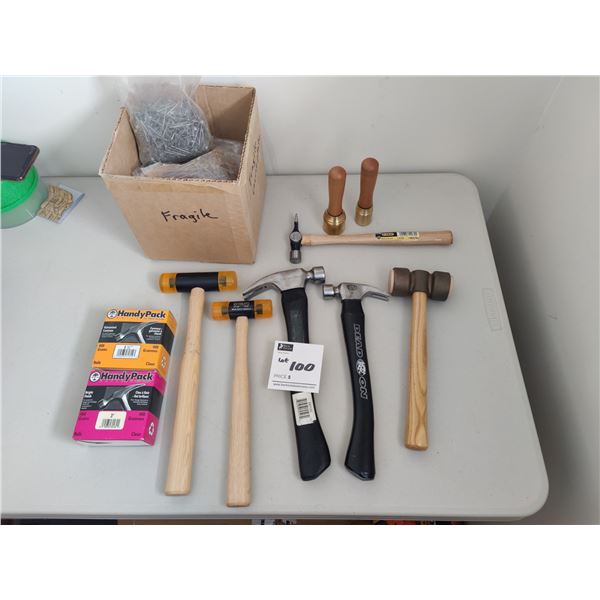 Assorted Hammers and Box of Nails