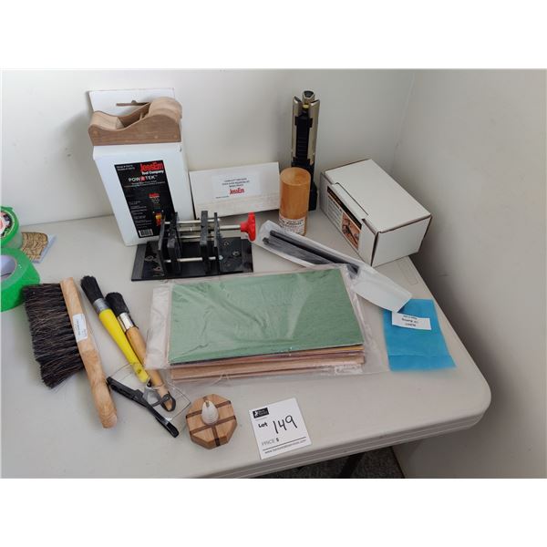 Veritas Hinge-Boring Jig, Processed Veneers, Brushes, Assorted Dewalt Batteries  and More!