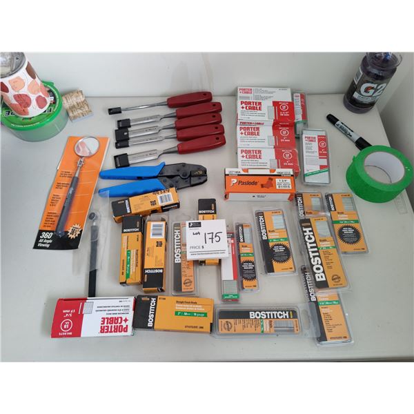 Assorted Wood Files, Various Staples and Nails