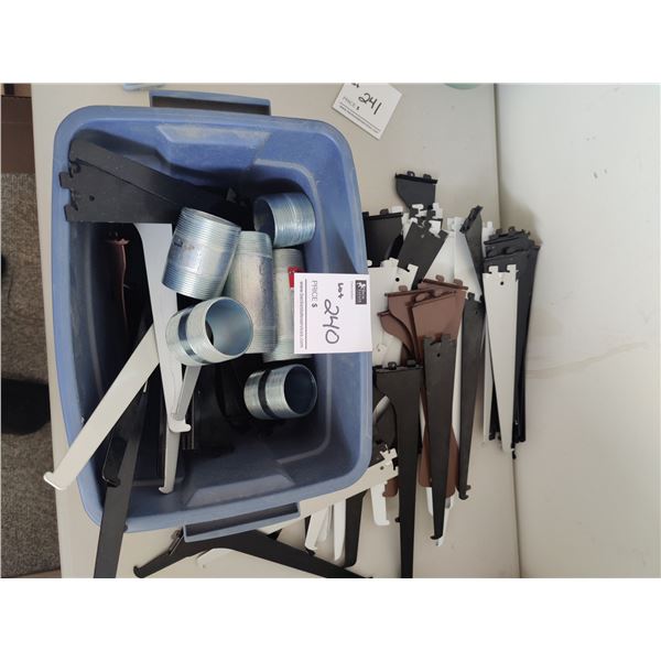 Assorted Shelving Hardware and Steel Pipe Coonectors (6pc)