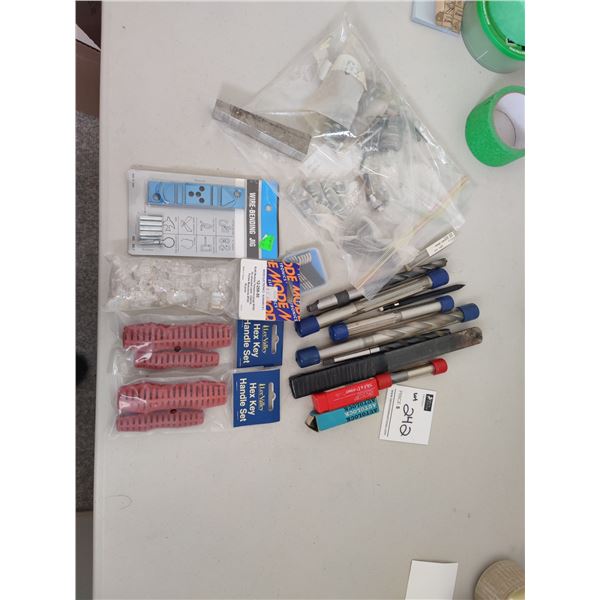 2 Lee Valley Hex Key Handle Sets, Assorted Large Drill Bits, Wire Bending Jig, Electrical Hardware &
